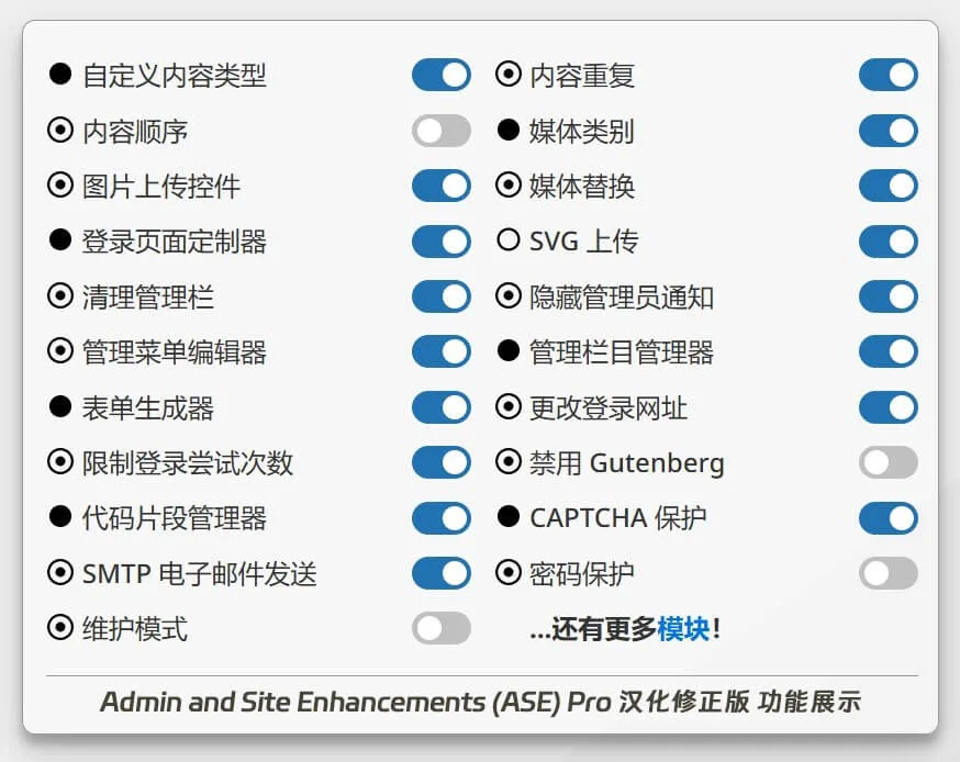 图片[1]-Admin and Site Enhancements (ASE) Pro 汉化版 – WP 增强工具箱-剑去主题 - 子比美化、B2美化、B2子主题！